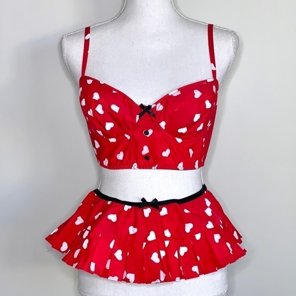 Frederick’s of Hollywood Heart Bustier Skirt Set